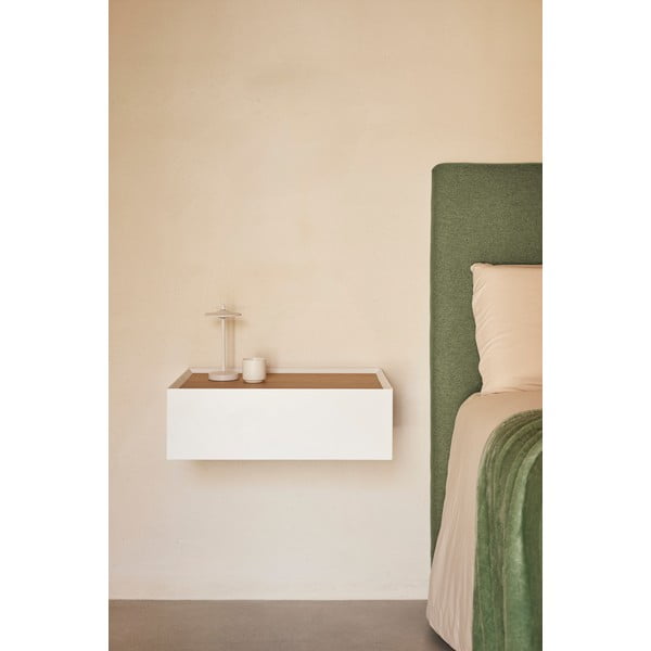 Bijeli viseći noćni ormarić s pločom stola u dekoru hrasta Arista – Teulat-image-1