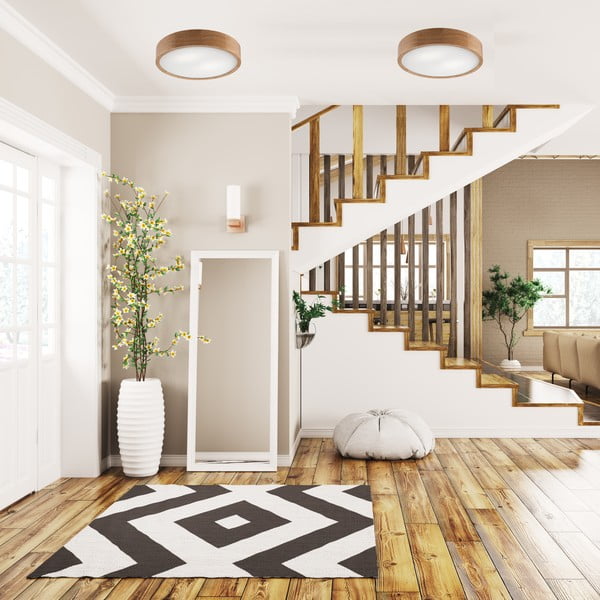 Smeđa stropna svjetiljka sa staklenim sjenilom ø 37 cm Eveline – LAMKUR-image-2