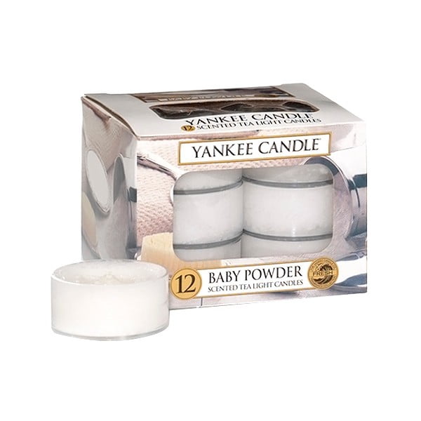 Set od 12 mirisnih svijeća Yankee Candle Baby Powder, vrijeme gorenja 4 sata