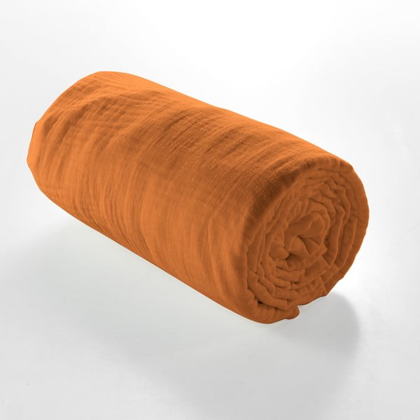 Narančasta/smeđa plahta od muslina 160x200 cm Angelia – douceur d'intérieur-image-2