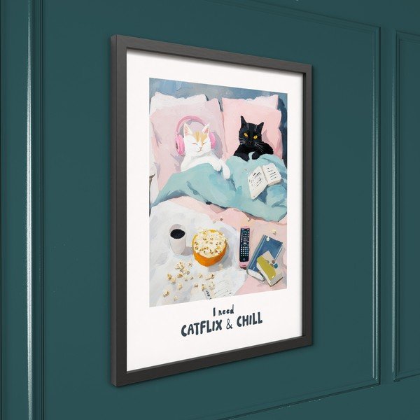 Tiskana slika s okvirom 30x40 cm Catflix – Styler-image-4