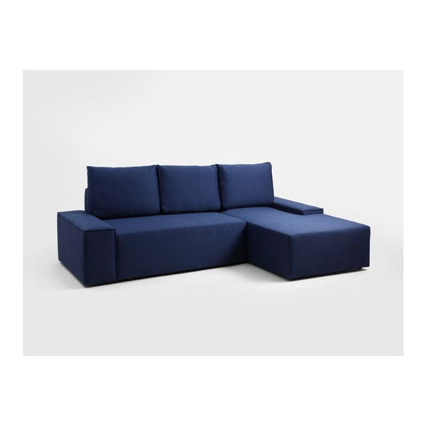 Plavi kutni kauč na razvlačenje s prostorom za pohranu i ležaljkom s desne strane Custom Form Floppa