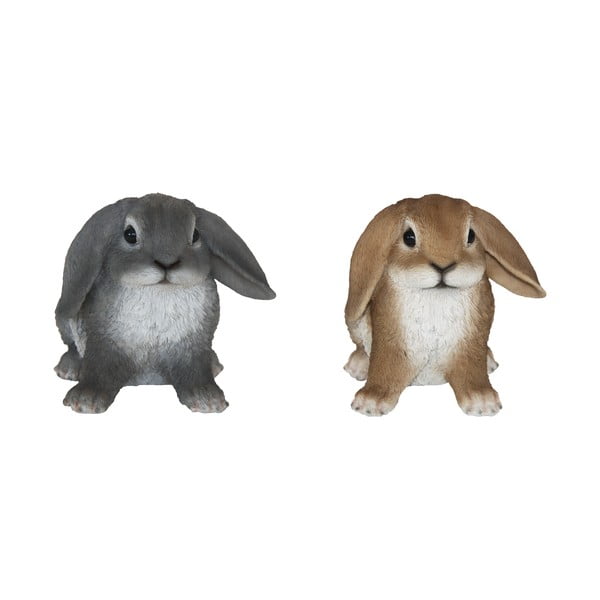 Set od 2 ukrasna kipića Esschert Design Rabbit Eared, visina 14,6 cm