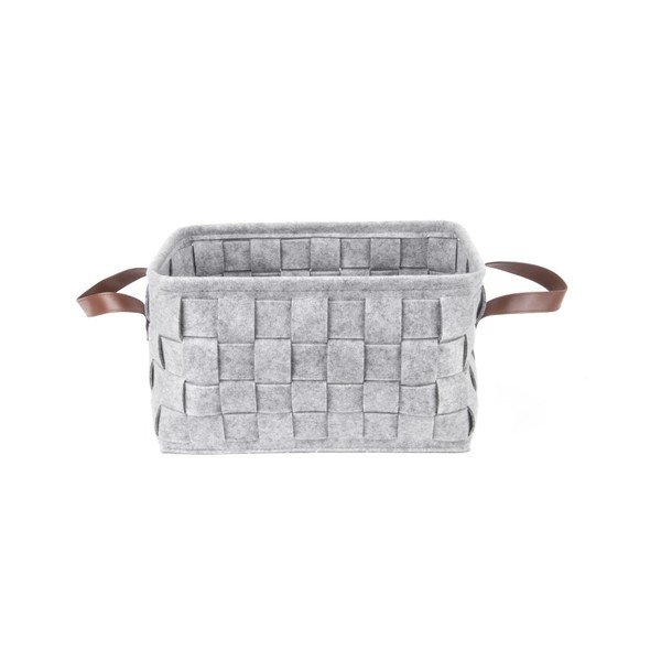 Svijetlo siva košara za odlaganje s kožnim ručkama PT LIVING Spremište, dužina 38 cm-image-2