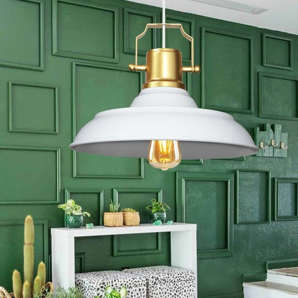 Bijela viseća svjetiljka s metalnim sjenilom ø 25 cm Tarsus – Opviq lights-image-1