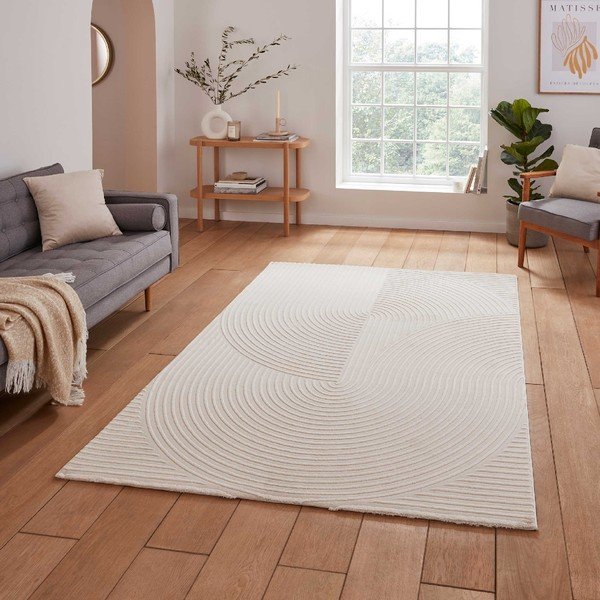 Krem periv tepih od recikliranih vlakna 120x170 cm Flores – Think Rugs-image-1