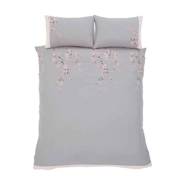 Ružičasto-siva posteljina Catherine Lansfield Blossom, 220 x 230 cm