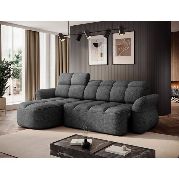 Tamno siva baršunasti sklopiva/s prostorom za odlaganje kutna garnitura (s lijevim kutom/s ležaljkom) Beneth – ELTAP-image-4