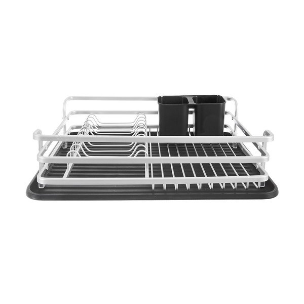 Crno-bijeli metalni ocjeđivač za posuđe 43x32 cm Deluxe – Orion