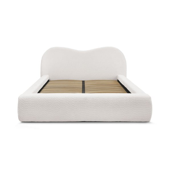 Bijeli tapecirani bračni krevet s prostorom za odlaganje s podnicom 160x200 cm Orlane – Bobochic Paris-image-4