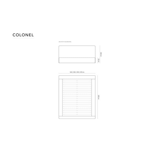 Svijetlo sivi tapecirani bračni krevet s prostorom za pohranu s podnicom 140x200 cm Colonel – Cosmopolitan Design-image-4