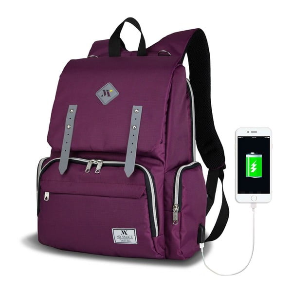 Ljubičasti ruksak za majke s USB priključkom My Valice MOTHER STAR Baby Care Backpack