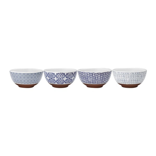 Set od 4 zdjele od terakote s plavim Ladelle Tapas uzorkom, ⌀ 13 cm