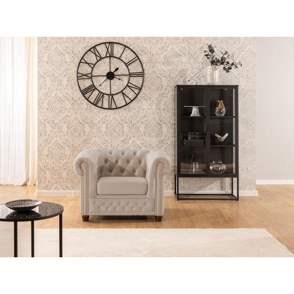 Bež baršunasti chesterfield fotelja York Blik – Ropez-image-1