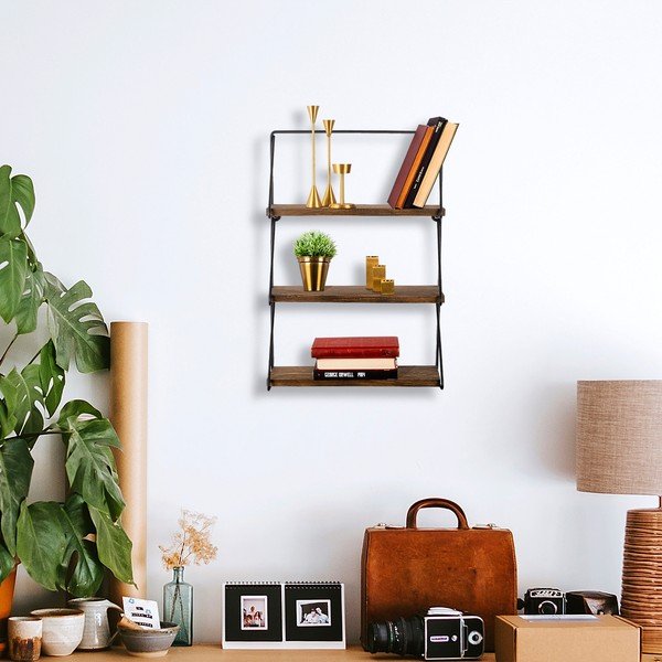 Polica s više razina od masivne smreke u prirodnoj boji 40 cm Violaceae – Kalune Design-image-3
