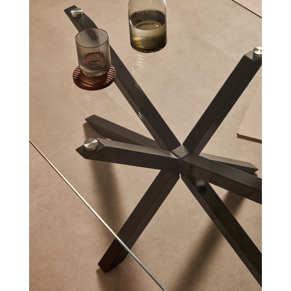 Crni stolić za kavu sa staklenom pločom stola 70x130 cm Argo – Kave Home-image-3