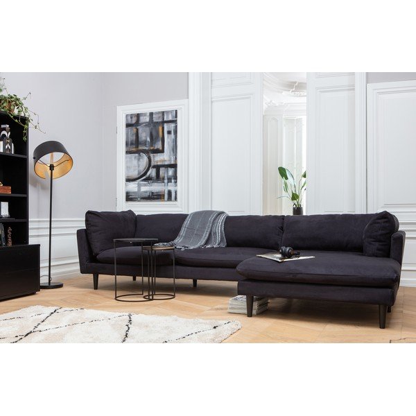 Crna sofa WOOOD Rocky, desni kut-image-1