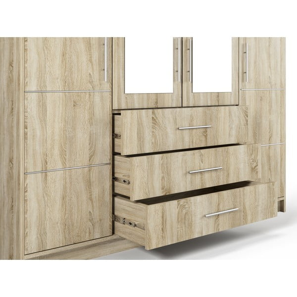 Ormar u dekoru hrasta sa ogledalom 196x200 cm Derry - Cosmopolitan Design-image-1