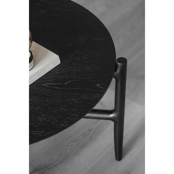 Crni pomoćni stolić od hrastovine Rowico Holton, ø 80 cm-image-3