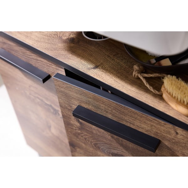 Smeđi viseći ormarić ispod umivaonika u dekoru hrasta bez slavine 60x53 cm Set 374 - Pelipal-image-1