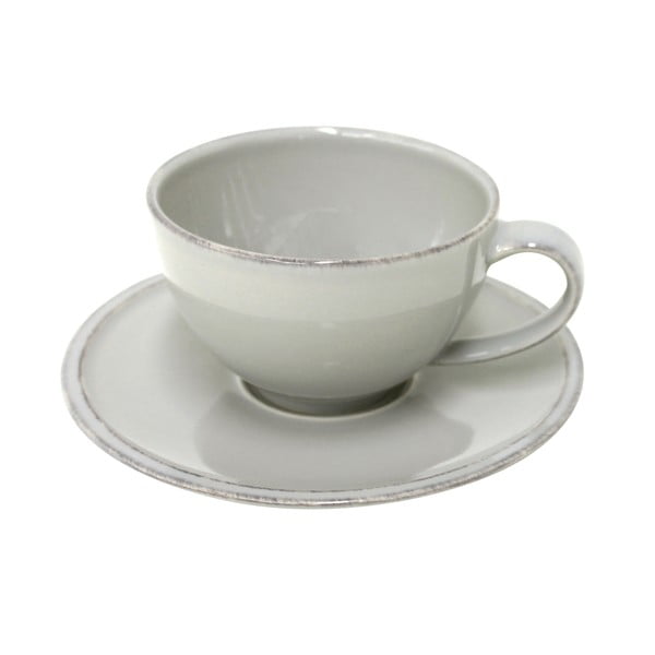 Siva zemljana šalica za čaj s tanjurićem Costa Nova Friso, 260 ml