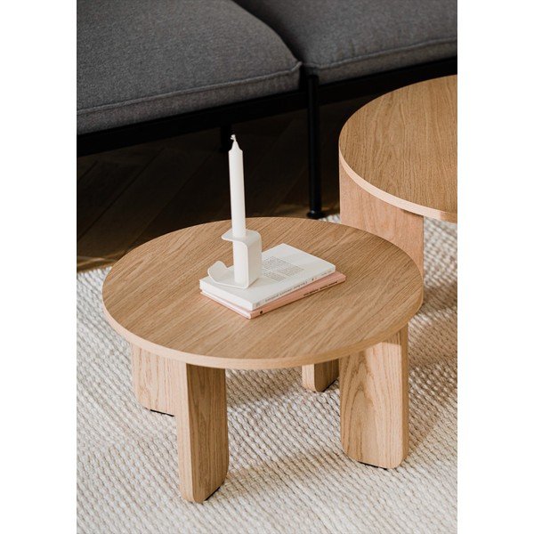 Okrugao stolić za kavu s pločom stola u dekoru hrasta u prirodnoj boji ø 55 cm Kuvu – noo.ma-image-1