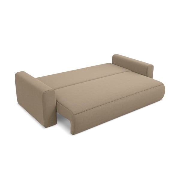 Svjetlo smeđa baršunasti sklopiva/s prostorom za odlaganje sofa 238 cm Kapua – Makamii-image-4