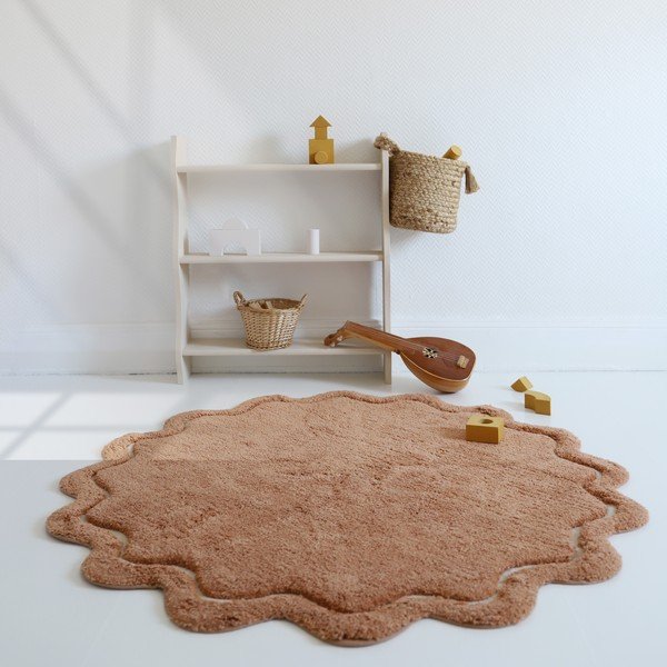Ciglasti periv/ručno rađen pamučan okrugao tepih ø 110 cm Sweet April Toffee – Nattiot-image-1