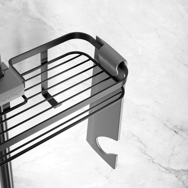 Mat crna željezna samoljepljiva kupaonska polica Lava – Metaltex-image-4