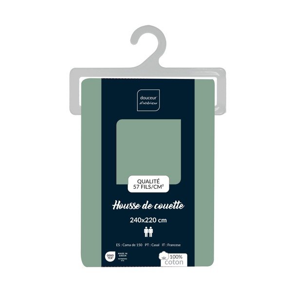 Zelena pamučna navlaka za poplun za bračni krevet/za produženi krevet 240x220 cm Lina – douceur d'intérieur-image-2