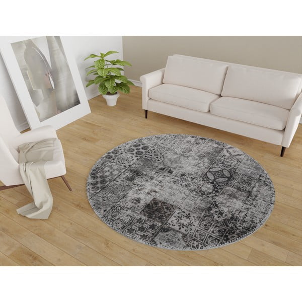 Sivi perivi okrugli tepih ø 100 cm – Vitaus-image-1