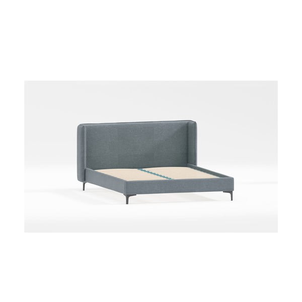 Plavi tapecirani bračni krevet s podnicom 180x200 cm Basti – Ropez