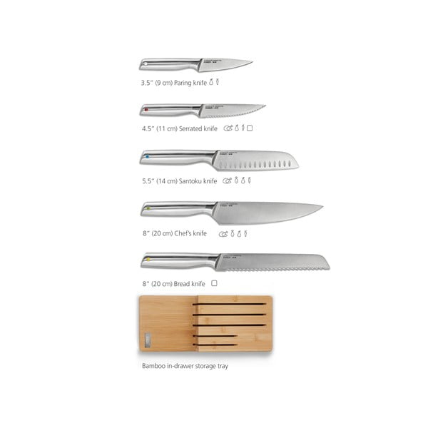 Set noževa sa stalkom 5 kom od nehrđajućeg čelika Elevate Bamboo – Joseph Joseph-image-4