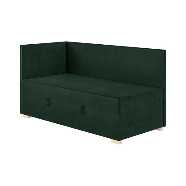 Tamno zeleni kutni dječji krevet s prostorom za pohranu s madracem 90x200 cm Flexi – Ghado-image-4