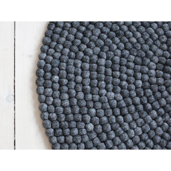 Antracit tepih od vunenih pompona Wooldot Ball Rugs, ⌀ 140 cm