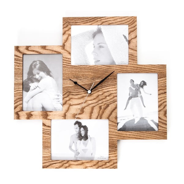 Drveni zidni sat s Tomasucci Collage okvirom za fotografije