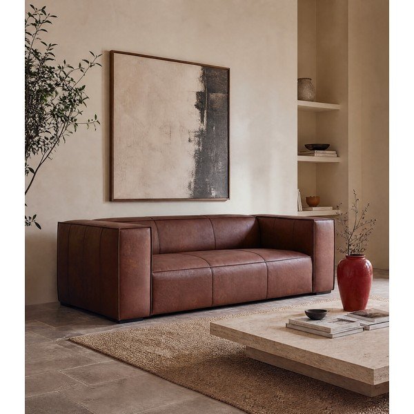 Konjak smeđa kožna sofa 227 cm Madame - Windsor & Co Sofas-image-1