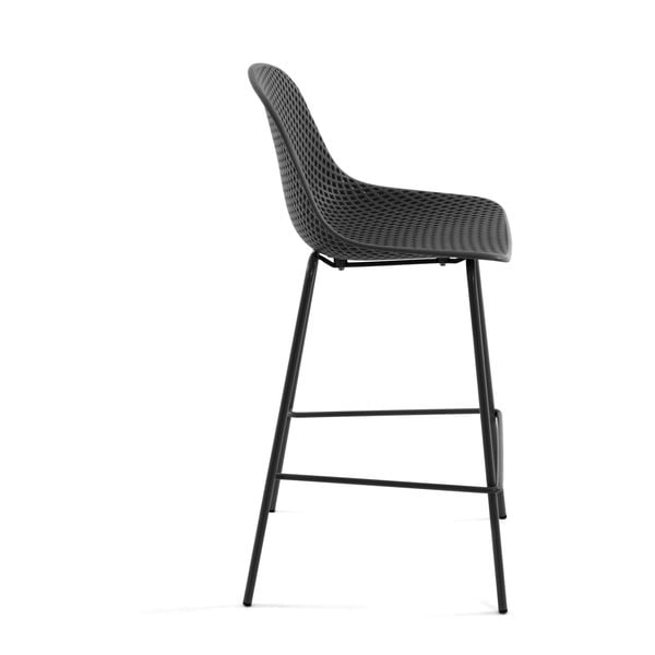 Antracitno siva metalna/plastična vrtna barska stolica Quinby – Kave Home-image-4