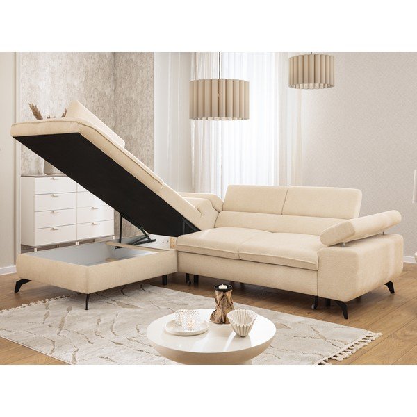 Krem kutna garnitura od šenila (s lijevim kutom/u obliku slova L) Marbeya  – Ropez-image-1