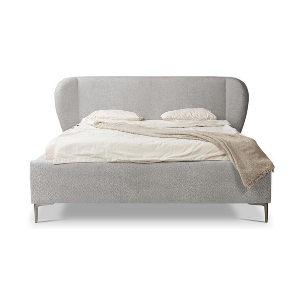 Svijetlo sivi tapecirani bračni krevet s podnicom 180x200 cm Makana – Makamii-image-2