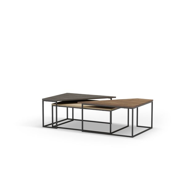 Stolići za kavu u setu 3 kom s pločom stola u dekoru oraha u prirodnoj boji 70x110 cm Titan – Marckeric-image-4