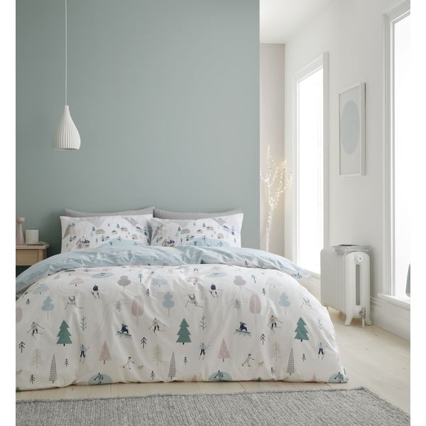 Bijela pamučna posteljina za bračni krevet 200x200 cm Winter Fun – Bianca-image-1