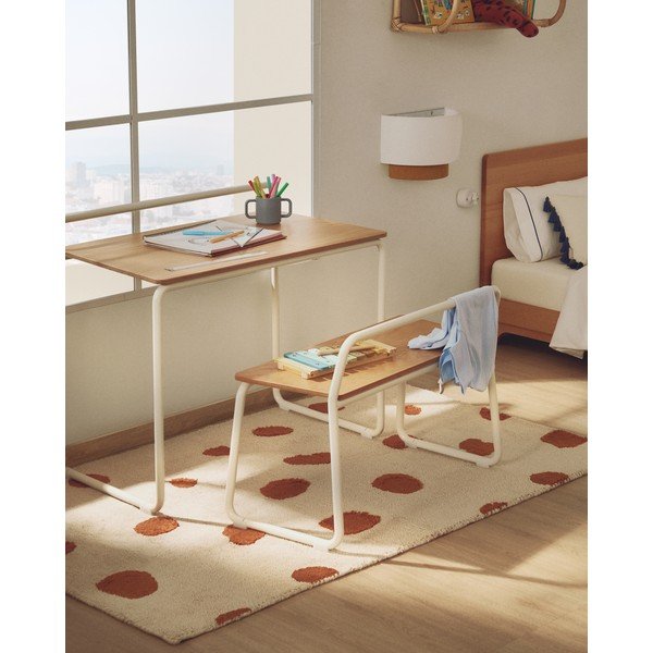 Krem periv/ručno rađen pamučan dječji tepih 90x150 cm Tandani – Kave Home-image-1