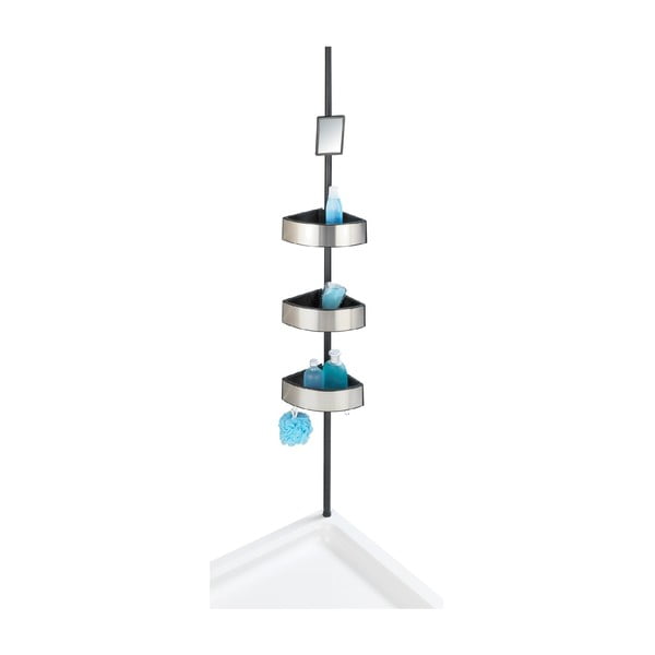 Teleskopska kutna polica za tuš Wenko Prea Silver/Black, 27 x 20 cm-image-2