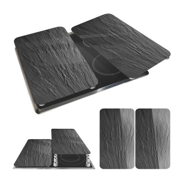 Set od 2 staklena poklopca za štednjak Wenkoo Slates, 52 x 30 cm-image-2