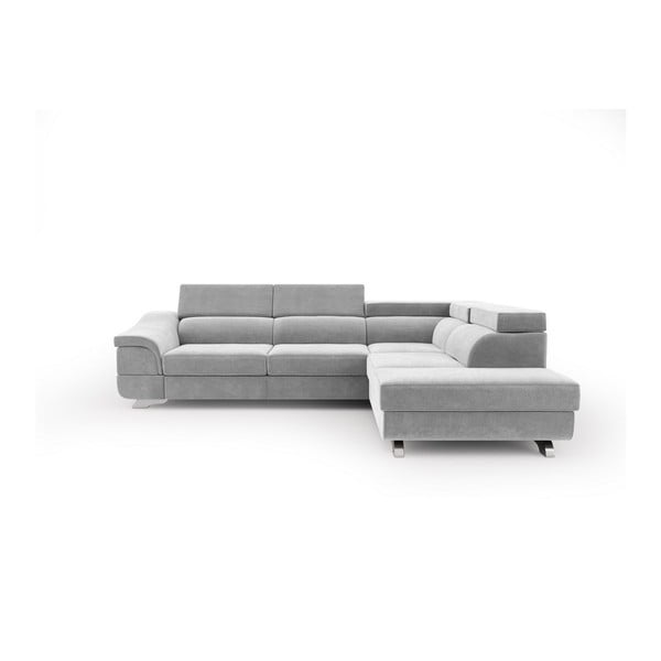 Svijetlo sivi kauč na razvlačenje s baršunastim pokrivačem Windsor &amp; Co Sofas Apollon, desni kut