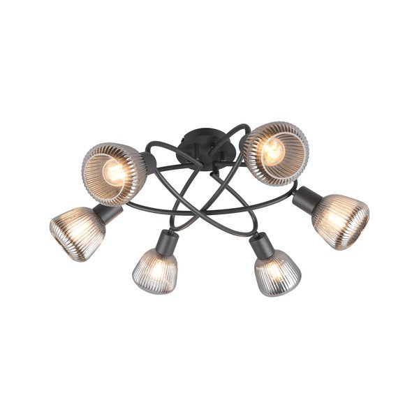 Crna stropna svjetiljka sa staklenim sjenilom Tarifa – Trio-image-2