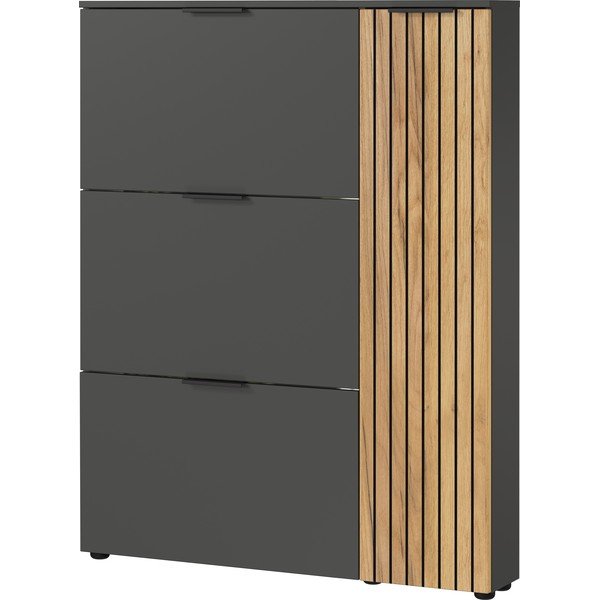 Antracitno sivi/u prirodnoj boji preklopni ormarić za cipele u dekoru hrasta 101x129x19 cm Gibisa – Germania