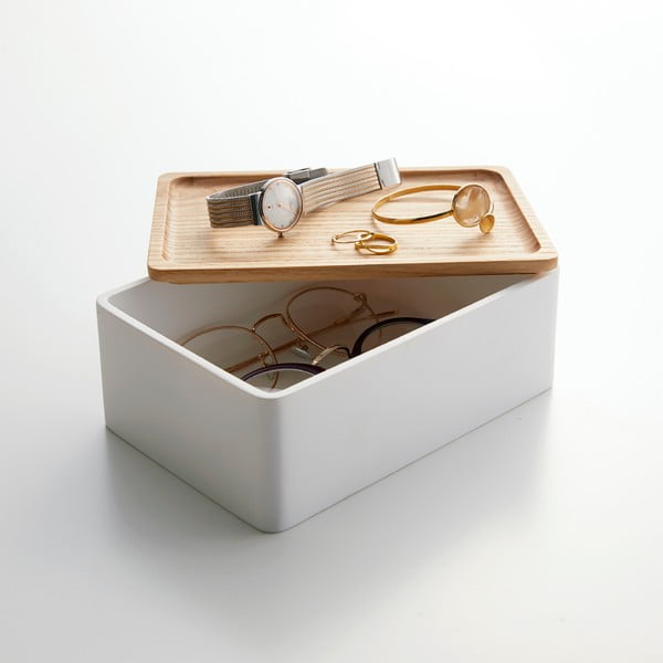 Bijela kutija za pohranu s poklopcem 18,5x12,5x7 cm Rin – YAMAZAKI-image-2