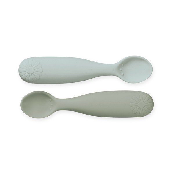 Kaki zelene/svijetlo plave silikonske dječje žlice u setu 2 kom Olive Mix – Cam Cam Copenhagen